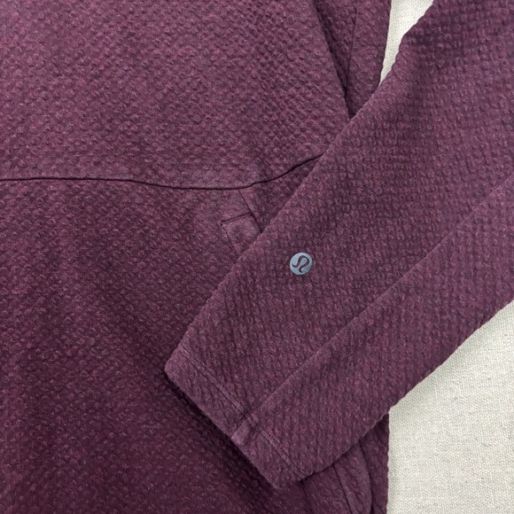 Lululemon At Ease Mens Pullover Quarter Zip Textured Burgundy Athletic Fit - Picture 3 of 5